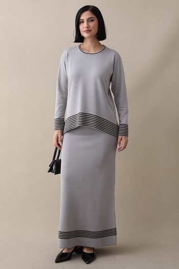 InStyle Γκρι Σετ με Φούστα Piping Stripe