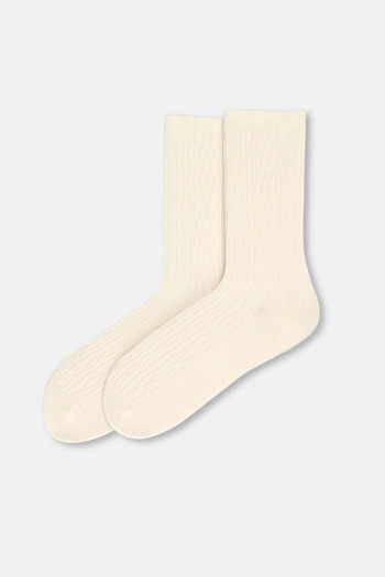 Eros Ecru Women's Knitted Pattern Bamboo Socks