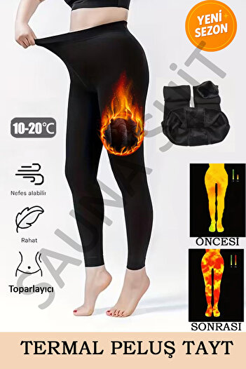 SAUNA SUIT Unisex μαύρο κολάν με βελούδινη επένδυση – Κατάλληλο για χειμώνα, ελαστικό, αθλητικό και καθημερινή χρήση