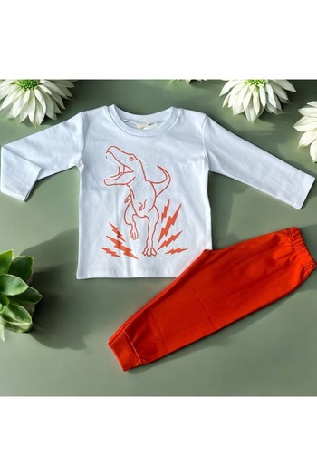 RYZE ÇOCUK Dinosaur Pyjama Set White