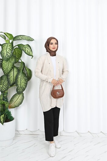 NİSUM MODA Eyelet Detail Lace Cardigan