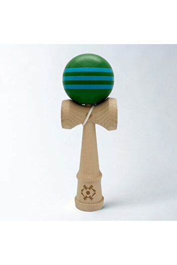 Kendama Interactive Wooden Toy 18 cm, Skill Game for Children and Adults, Green Blue