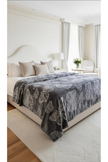 OEM Cocolino super fluffy double bed blanket, butterfly pattern, 200x220, Pink