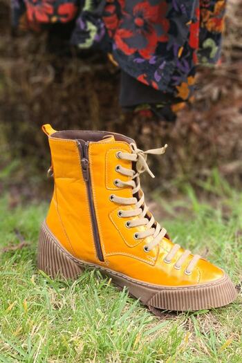 İNZE AYAKKABI Orange Genuine Leather Boots-Model Name: New York