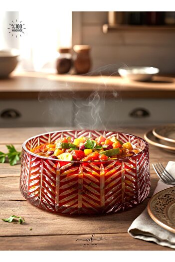 AKDEN STORE وعاء كريستال مقطع ديكور 24 سم