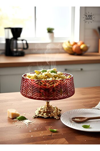AKDEN STORE وعاء كريستال مقطع ديكور 24 سم