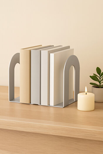 VENON 2 Pcs Silver Special Series Metal Book Support Book Holder Home and Office Decorative Accessory Bookends