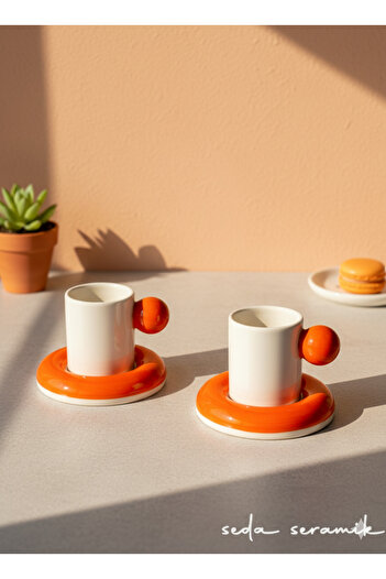seda seramik Handmade Colored Dragee Series 4-Piece Coffee Cup Set for 2 People