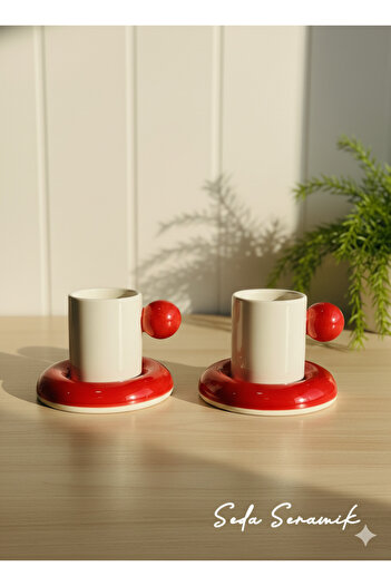 seda seramik Handmade 9 Color Dragee Series 4-Piece Coffee Cup Set for 2 People