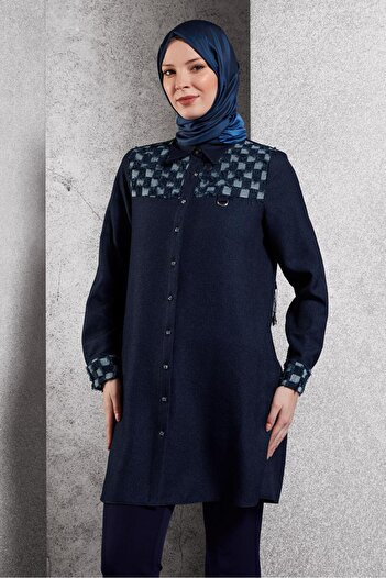 Alvina 45088 Model Square Patterned Tunic