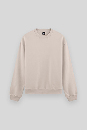 TOMMY LIFE Standard Fit Basic O Neck 2-Pack Beige-Cagla Men's Sweatshirt - 88053