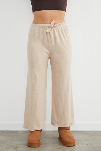 Fulla Moda Basic Fitilli Beli Lastikli Pantolon