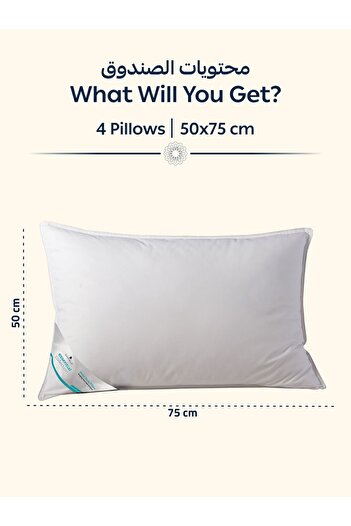 Donetella 1200 Grams 75X50 Cms Cotton Hotel Pillow - Luxury Down Alternative Filling Pack Of 4