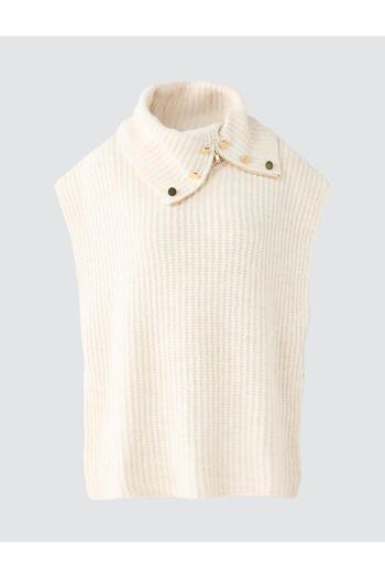 Jimmy Key Ecru Loose Stand Collar Knit Sweater