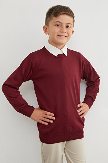 Fulla Moda Basic Crew Neck Boys' Knit Sweater