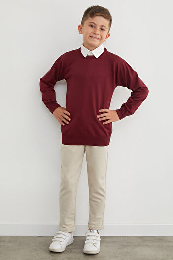 Fulla Moda Basic Crew Neck Boys' Knit Sweater