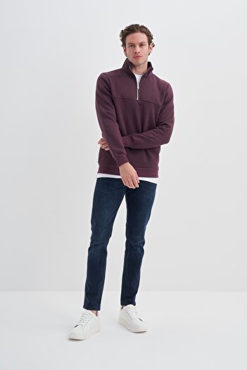 Cazador Slim Fit High Neck Soft Inside Ribbed 3 Thread Sweatshirt