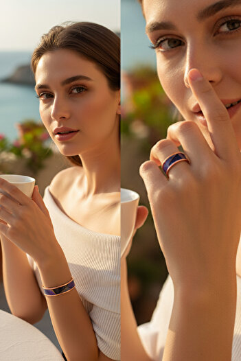 OSMANLI GÜMÜŞ Women's Copper Bracelet - Laura Model Special Edition Metal Box and Quartz Stone
