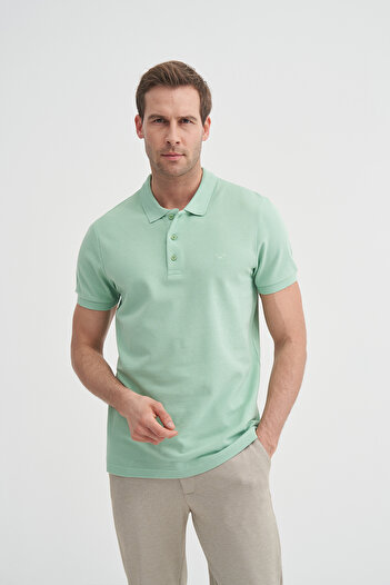 Cazador Μπλουζάκι Polo Neck Slim Fit Pique απλό βαμβακερό μπλουζάκι