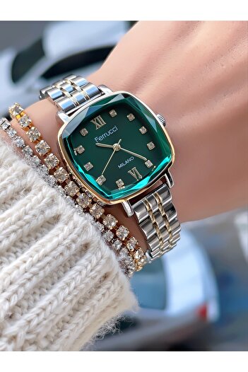 Ferrucci Steel Cord Cut Glass Women's Watch 3 Atm Waterproof 2 Years Warranty