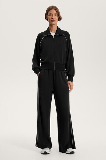 Oysho Side appliqué wide straight-leg trousers with modal