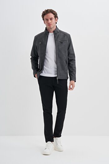 Cazador Slim Fit Vintage PU Δερμάτινο Παλτό Μικτής Κατασκευής