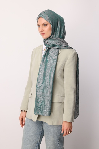 Mooncorn Liva Pattern Shine Line Shawl Emerald-Pink