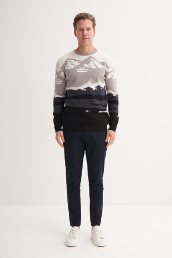 Cazador Vintage Soft Touch Slim Fit Crew Neck Patterned Sweater