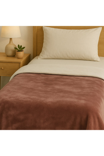 Elega Decor Solid Brown Flannel Blanket – Double (200x220 cm) – Soft, Warm & Comfortable