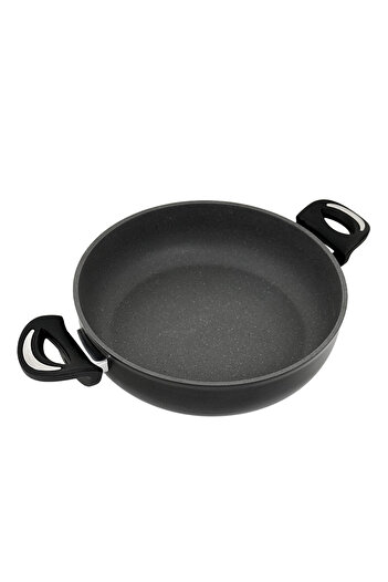 Leggno Granit Sığ Pilav Tenceresi 24 cm Siyah