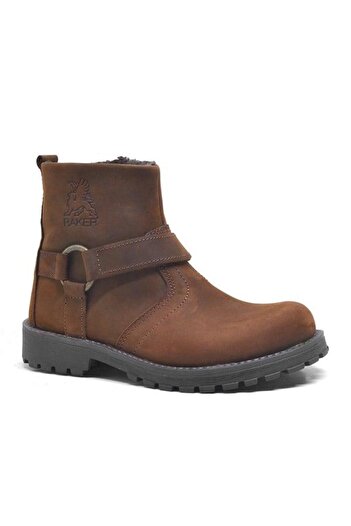 Rakerplus Chiron Genuine Leather Cinnamon Color Zippered Children's Boots