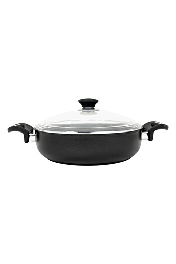Leggno Granit Sığ Pilav Tenceresi 24 cm Siyah