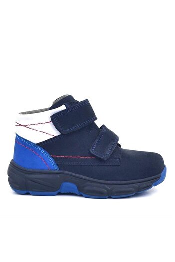 Rakerplus Genuine Leather Navy Blue Velcro Fur Children's Sports Boots