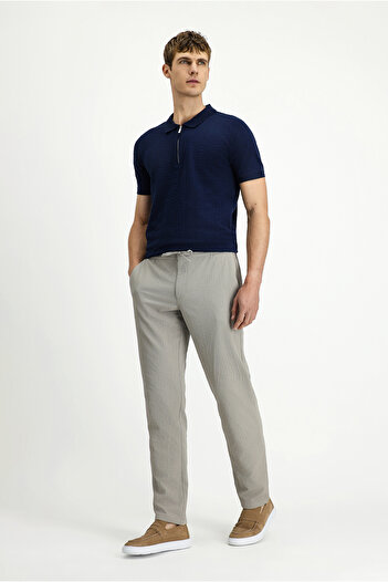 Kiğılı Techno-Line Regular Fit Elastic Waist Drawstring Seersucker Classic Fabric Trousers