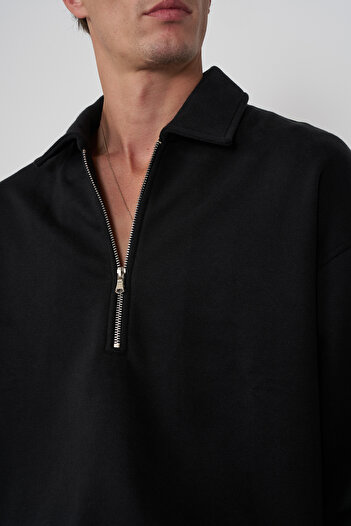 Beyyoglu Fermuarlı Polo Yaka Sweatshirt