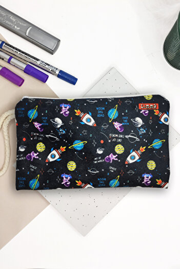 Limmy Astronot Desenli Kalem Kutusu Yıkanabilir Bez Kalemlik