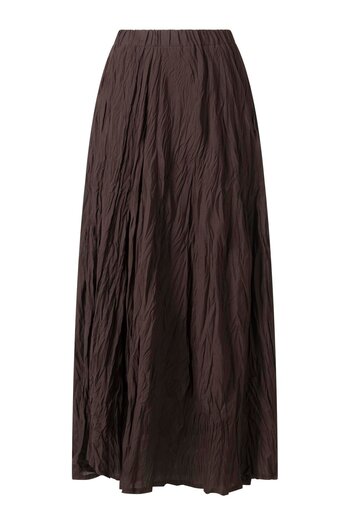 FACETTE Women's Brown Elastic Waist Midi Skirt