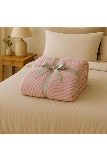 Elega Decor Jacquard Flannel Blanket – Single (150x200 cm) – Abstract Leaf Embossed, Lavender