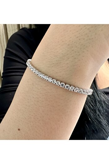 UNA VIDA Tennis Bracelet Silver 3mm, Women,