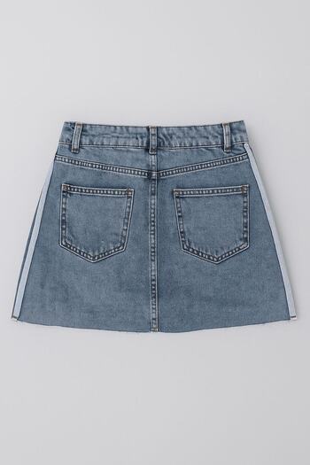 Bluewhite High Waist Tasseled Mini Jean Skirt