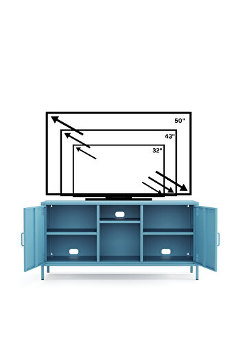 Furni24 Pera Tv Ünitesi, Tv Dolabı,2 Kapaklı, Açık Raflı 130,50 x 40 x 64,50 cm
