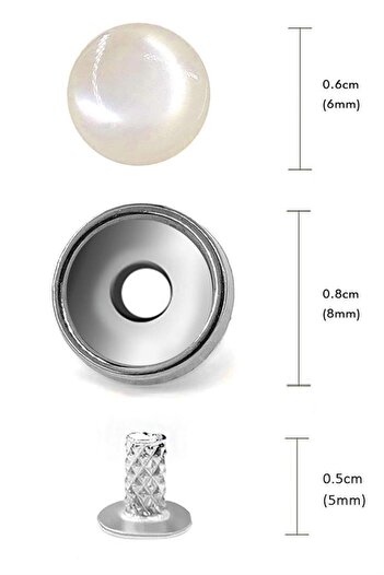 hapshoe 20 Adet Yarım Yuvarlak 8mm İnci Çakma Rivet