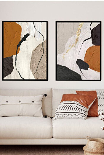 Artte Ahşap 2'li Modern Soyut Tablo