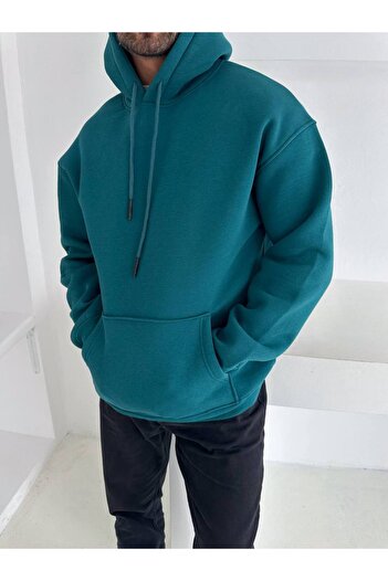 bergibo Oversize Quality Hooded Sweatshirt - 100% Compact Combed Cotton Sweatshirt with Sharpened Texture