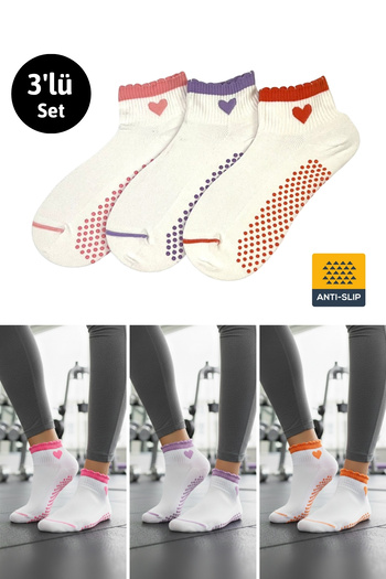 Dore Original Women's New Season Set of 3 Yoga Sports Non-Slip Sole Pilates and Yoga Socks 3 Pairs