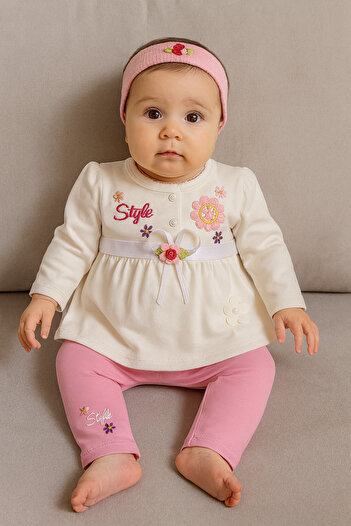 MYZİ STORE Baby Girl 3-Piece Set – 100% Cotton, Skin-Friendly, Comfortable Fit, Breathable Fabric