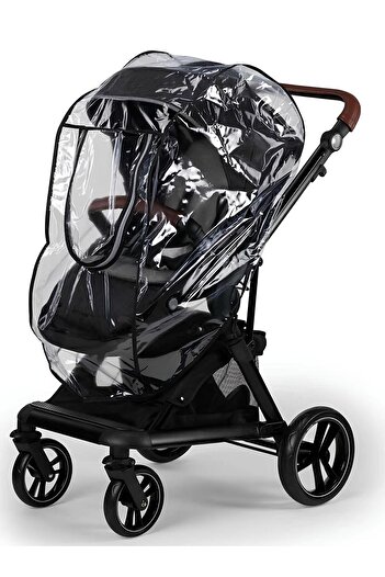 MorBebe Zippered Ultra Luxury Baby Stroller Rain Cover (COMPATIBLE WITH ALL BABY CARS) Black