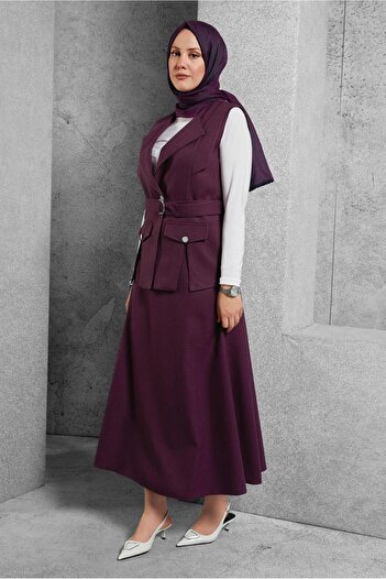 Alvina 45176 Model Belted Skirt Set