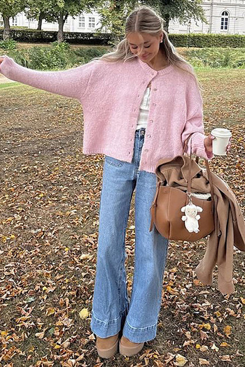 Madmext Pink Comfortable Fit Buttoned Knitwear Women's Cardigan Mg2552