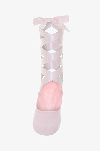 Penti White Non-Slip Sole Ballerina Pilates & Yoga Socks with Ribbon Detail